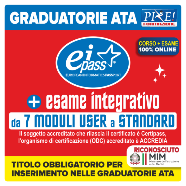EIPASS: esame integrativo da USER a STANDARD (con bollino Accredia)