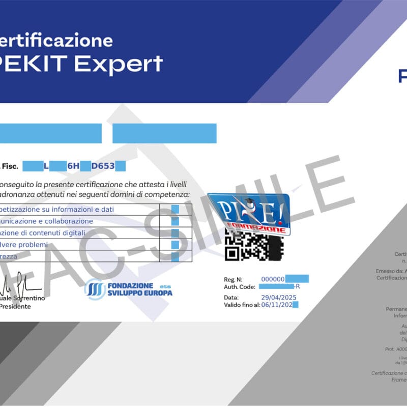 attestato PEKIT EXPERT CIAD ACCREDIA