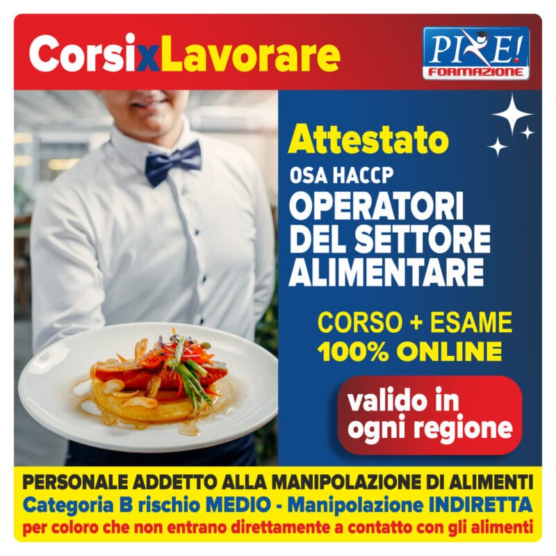 corso HACCP online Somministrazione degli Alimenti -Operatori del settore Alimentare