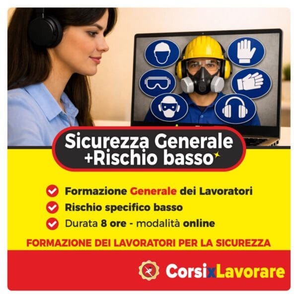 Corso sicurezza generale e rischio basso online con attestato